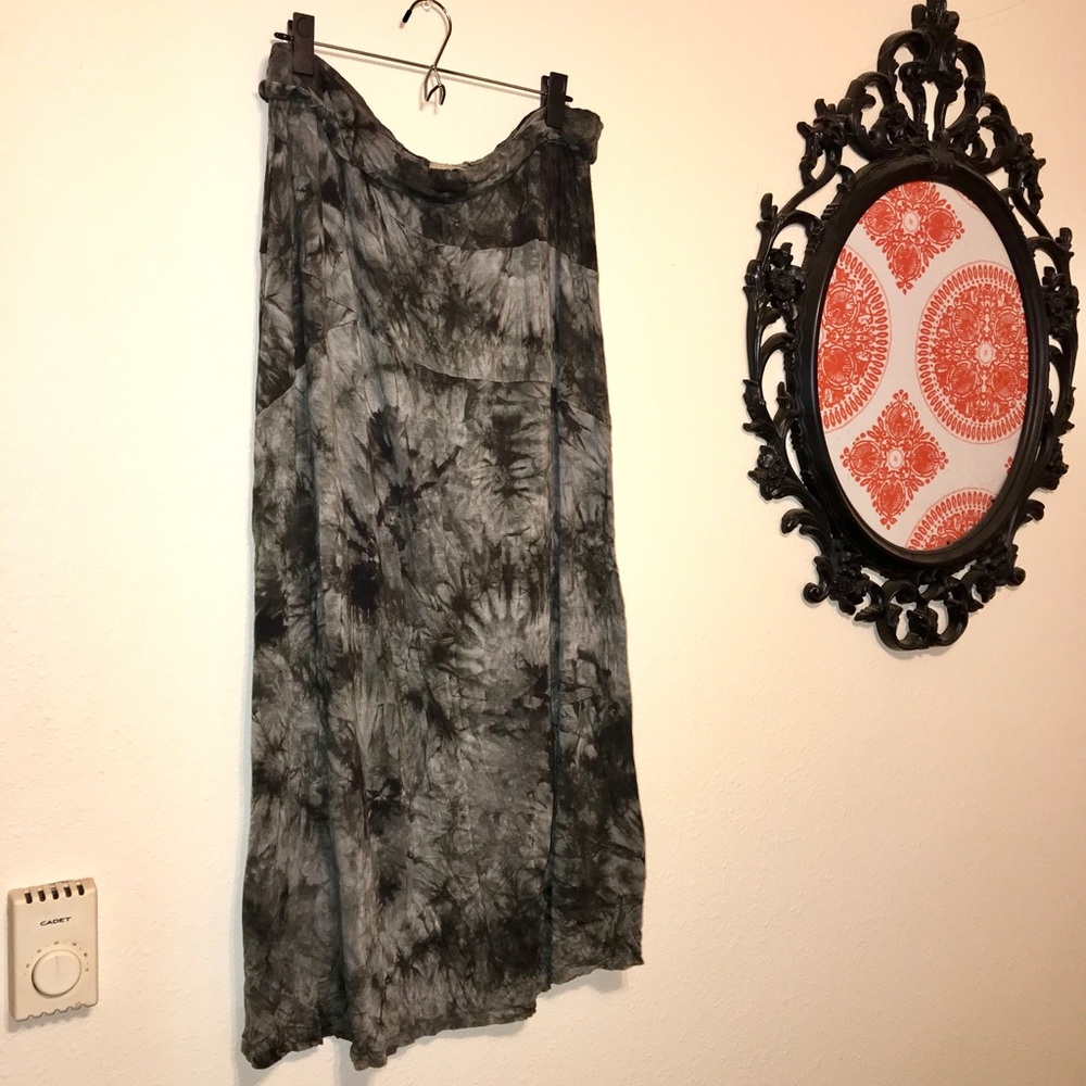 Green tie dye foldover maxi skirt - 1X (14/16)